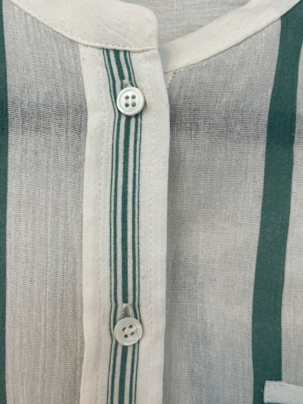 Reiss Katey Band Collar, Green & White Stripe Blouse, Size 8 - Picture 6 of 11